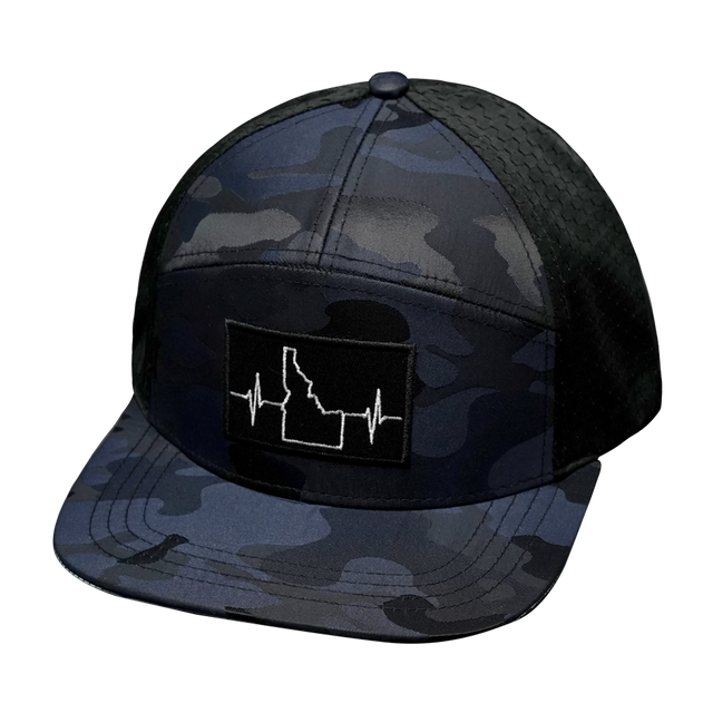 Idaho Hat, Flat Bill, Snapback Hat, Navy Camo, Black, Mens Hat, Womens Hat, Front Picture 