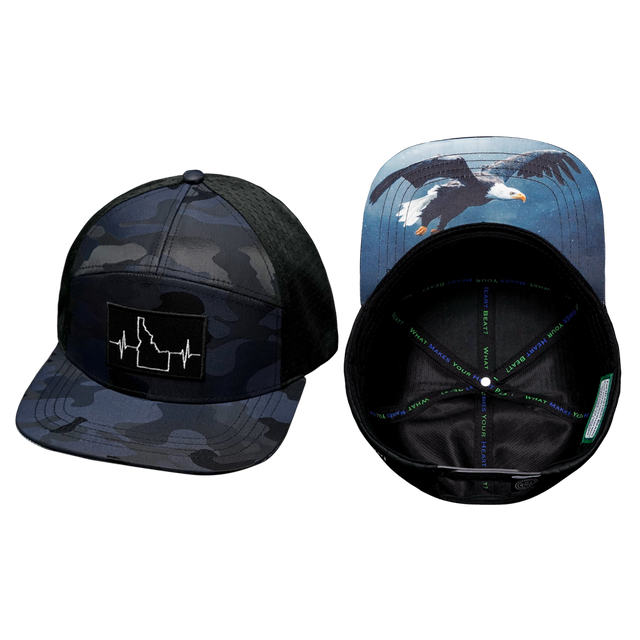 Idaho Hat, Flat Bill, Snapback Hat, Navy Camo, Black, Mens Hat, Womens Hat, Main Picture 