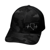 Nevada Hat, Baseball Hat, Snapback Hat, Black Camo, Black, Mens Hat, Womens Hat, Front Picture