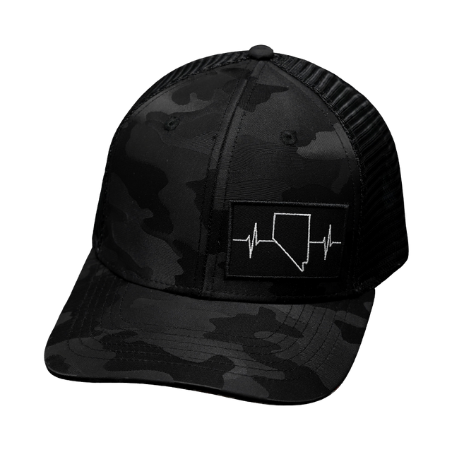 Nevada Hat, Baseball Hat, Snapback Hat, Black Camo, Black, Mens Hat, Womens Hat, Front Picture