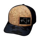 Nevada Hat, Baseball Hat, Snapback Hat, Cork, Navvy Camo, Mens Hat, Womens Hat, Front Picture