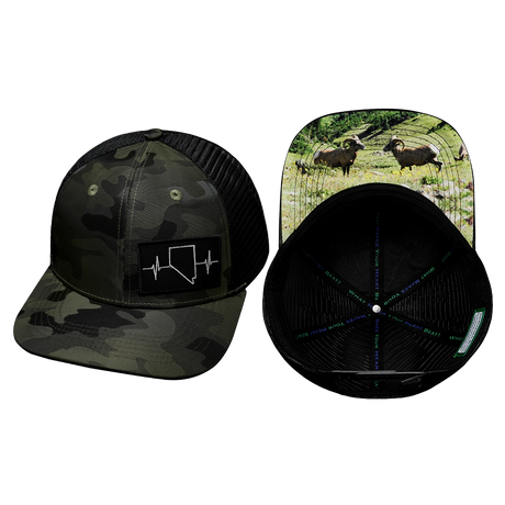 Nevada Hat, Baseball Hat, Snapback Hat, Green Camo, Black, Mens Hat, Womens Hat, Main Picture