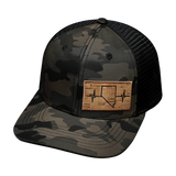 Nevada Hat, Baseball Hat, Snapback Hat, Tan Camo, Black, Mens Hat, Womens Hat, Front Picture