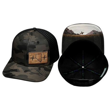 Nevada Hat, Baseball Hat, Snapback Hat, Tan Camo, Black, Mens Hat, Womens Hat, Main Picture