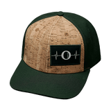 Oceanside Hat, Baseball Hat, Snapback Hat, Fabric Back, Cork, Green, Mens Hat, Womens Hat, Front Picture