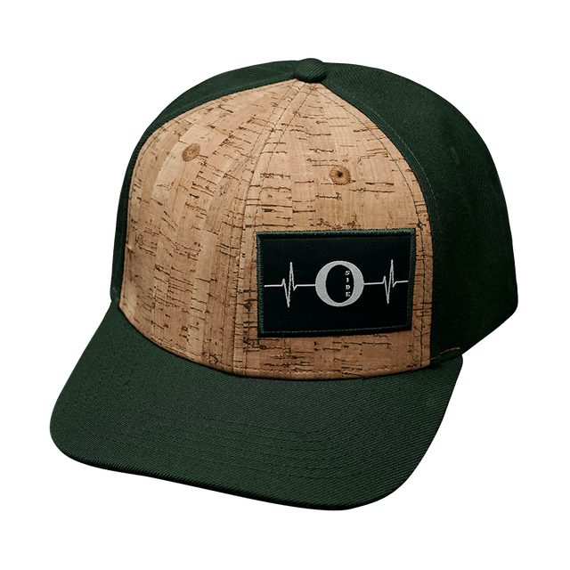 Oceanside Hat, Baseball Hat, Snapback Hat, Fabric Back, Cork, Green, Mens Hat, Womens Hat, Front Picture