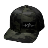 Surf Hat, Baseball Hat, Snapback Hat, Green Camo, Black, Mens Hat, Womens Hat, Front Picture