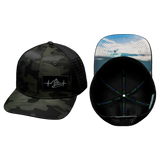 Surf Hat, Baseball Hat, Snapback Hat, Green Camo, Black, Mens Hat, Womens Hat, Main Picture