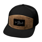 Surf Hat, Flat Bill, Snapback Hat, Cork, Black, Mens Hat, Womens Hat, Front Picture