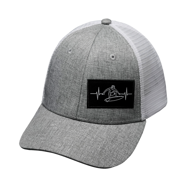 Surf Hat, Low Profile, Snapback Hat, Heather Gray, White, Mens Hat, Womens Hat, Front Picture 