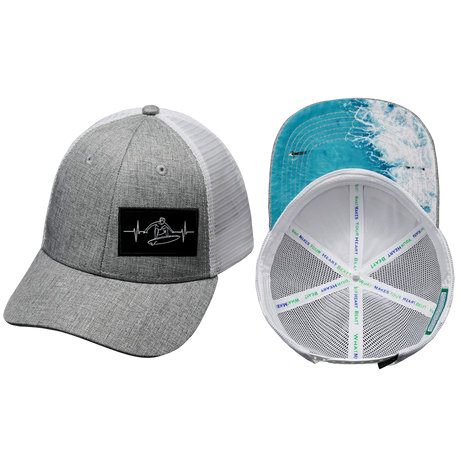 Surf Hat, Low Profile, Snapback Hat, Heather Gray, White, Mens Hat, Womens Hat, Main Picture 