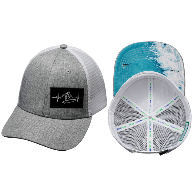 Surf Hat, Low Profile, Snapback Hat, Heather Gray, White, Mens Hat, Womens Hat, Main Picture 