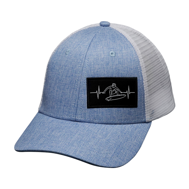 Surf Hat, Low Profile, Snapback Hat, Light Blue, White, Mens Hat, Womens Hat, Front Picture 