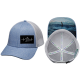 Surf Hat, Low Profile, Snapback Hat, Light Blue, White, Mens Hat, Womens Hat, Main Picture 