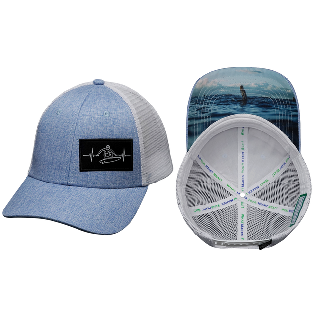 Surf Hat, Low Profile, Snapback Hat, Light Blue, White, Mens Hat, Womens Hat, Main Picture 