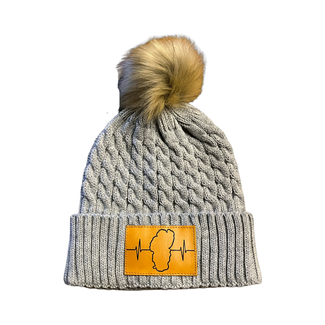 Tahoe Beanie, Pom Beanie, Gray, Mens Beanie, Womens Beanie, Front Picture