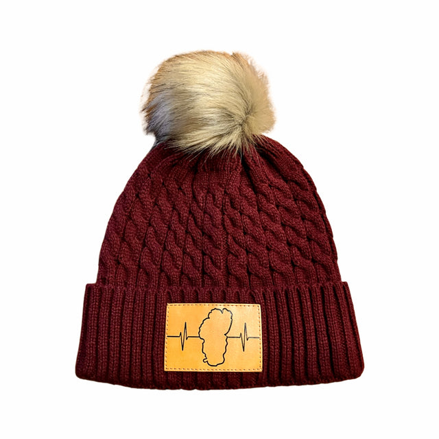 Tahoe Beanie, Pom Beanie, Maroon, Mens Beanie, Womens Beanie, Front Picture