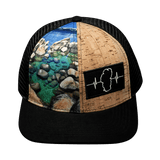 Tahoe Hat, Baseball Hat, Snapback Hat, Cork Hybrid, Black, Sand Harbor, Mens Hat, Womens Hat, Front Picture 