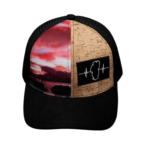 Tahoe Hat, Baseball Hat, Snapback Hat, Cork Hybrid, Black, Summer Sunset, Mens Hat, Womens Hat, Front Picture 