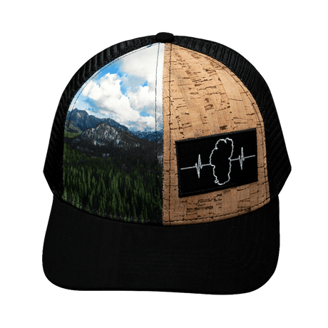Tahoe Hat, Baseball Hat, Snapback Hat, Cork Hybrid, Black, Trees, Mens Hat, Womens Hat, Front Picture 