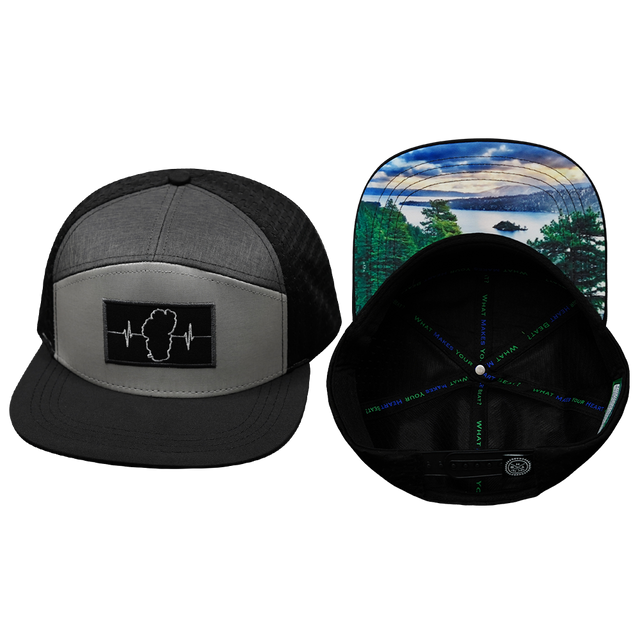 Tahoe Hat, Flat Bill, Snapback Hat, Black, Gray, Charcoal, Mens Hat, Womens Hat, Main Picture 