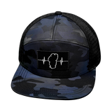 Tahoe Hat, Flat Bill, Snapback Hat, Navy Camo, Black, Mens Hat, Womens Hat, Front Picture