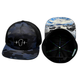 Tahoe Hat, Flat Bill, Snapback Hat, Navy Camo, Black, Mens Hat, Womens Hat, Main Picture