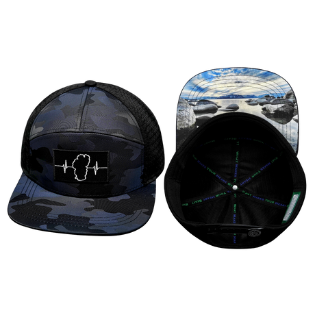 Tahoe Hat, Flat Bill, Snapback Hat, Navy Camo, Black, Mens Hat, Womens Hat, Main Picture