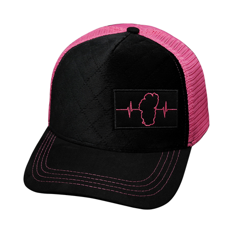 Hat, Trucker Hat, Snapback Hat, Quilted Velvet, Black, Pink, Mens Hat, Womens Hat, Front Picture  