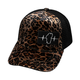 Hat, Trucker Hat, Snapback Hat, Velvet, Gold Leopard Print, Mens Hat, Womens Hat, Front Picture   