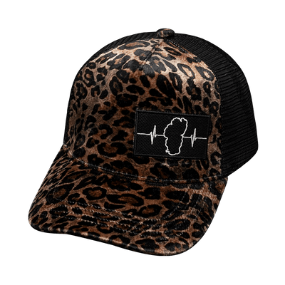 Hat, Trucker Hat, Snapback Hat, Velvet, Gold Leopard Print, Mens Hat, Womens Hat, Front Picture   
