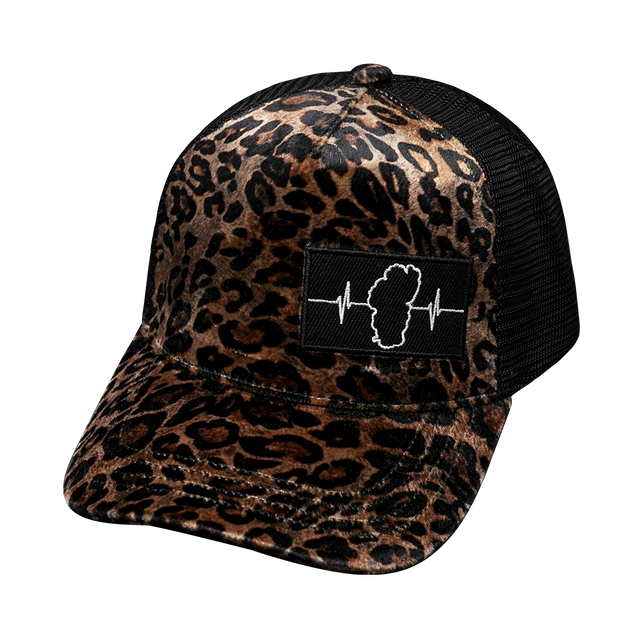 Hat, Trucker Hat, Snapback Hat, Velvet, Gold Leopard Print, Mens Hat, Womens Hat, Front Picture   