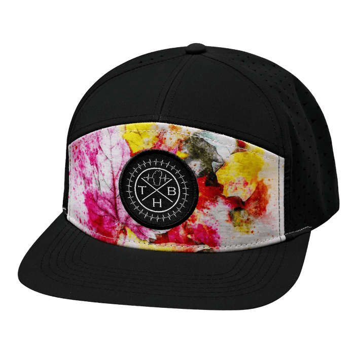 THB Hat - Flat Bill - Fall Leaves - Black - Laser Mesh