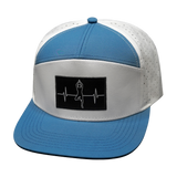 Yoga Hat, Flat Bill, Snapback Hat, Light Blue, White, Mens Hat, Womens Hat, Front Picture