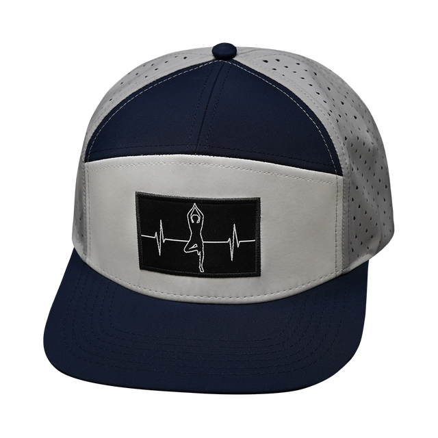 Yoga Hat, Flat Bill, Snapback Hat, Navy, White, Gray, Mens Hat, Womens Hat, Front Picture