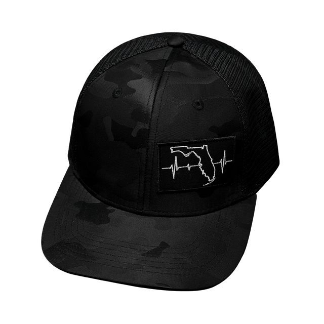 Youth Florida Hat, Baseball Hat, Snapback Hat, Black Camo, Black, Mens Hat, Womens Hat, Front Picture