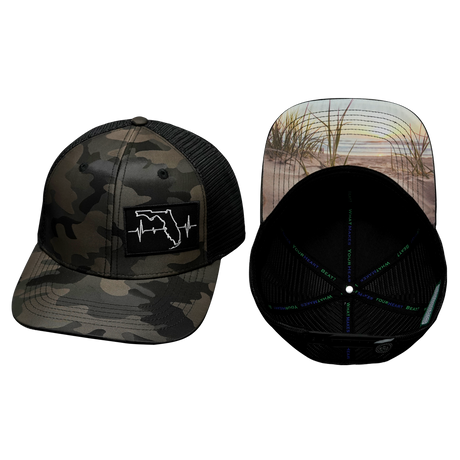 Youth Florida Hat, Baseball Hat, Snapback Hat,Tan Camo, Black, Mens Hat, Womens Hat, Main Picture