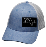 Youth Florida Hat, Low Profile, Snapback Hat, Light Blue, White, Mens Hat, Womens Hat, Front Picture 