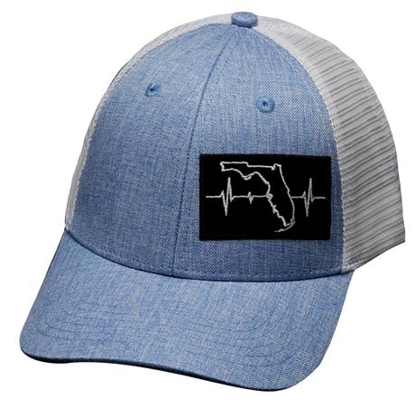 Youth Florida Hat, Low Profile, Snapback Hat, Light Blue, White, Mens Hat, Womens Hat, Front Picture 