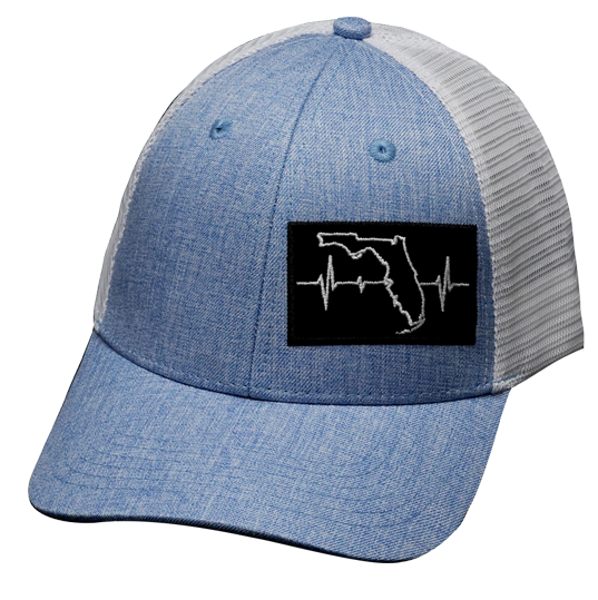 Youth Florida Hat, Low Profile, Snapback Hat, Light Blue, White, Mens Hat, Womens Hat, Front Picture 