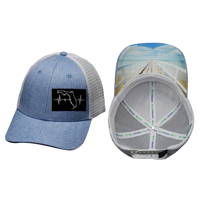 Youth Florida Hat, Low Profile, Snapback Hat, Light Blue, White, Mens Hat, Womens Hat, Main Picture 