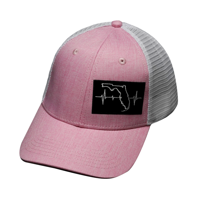 Youth Florida Hat, Low Profile, Snapback Hat, Pink, White, Mens Hat, Womens Hat, Front Picture 