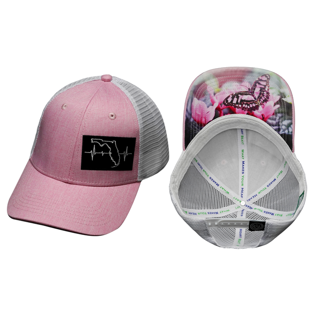 Youth Florida Hat, Low Profile, Snapback Hat, Pink, White, Mens Hat, Womens Hat, Main Picture 