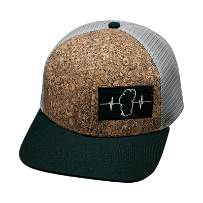 Youth Tahoe Hat, Baseball Hat, Snapback Hat, Cork, Green, Gray, Mens Hat, Womens Hat, Front Picture