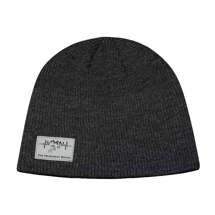 Mountains Beanie - No Cuff - Charcoal