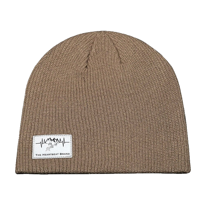 Mountains Beanie - No Cuff - Tan